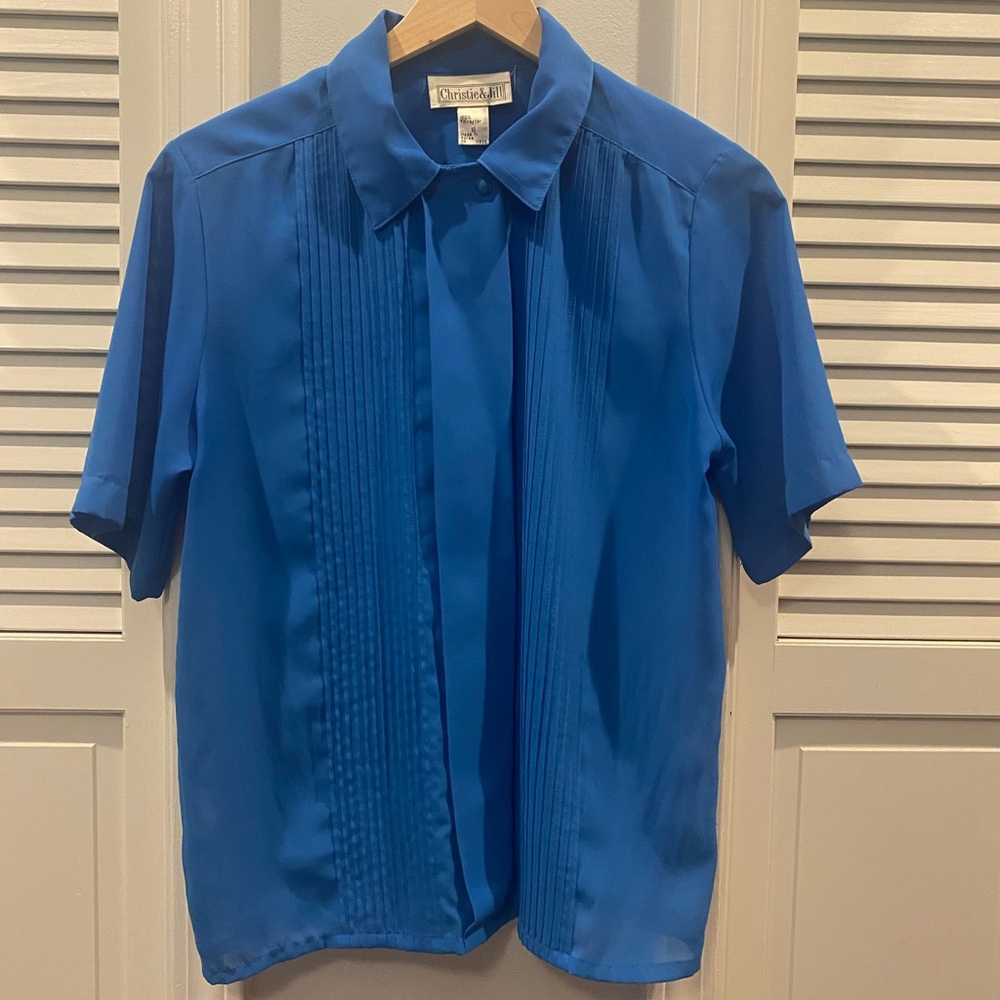Vintage Christie and Jill Blue button up blouse